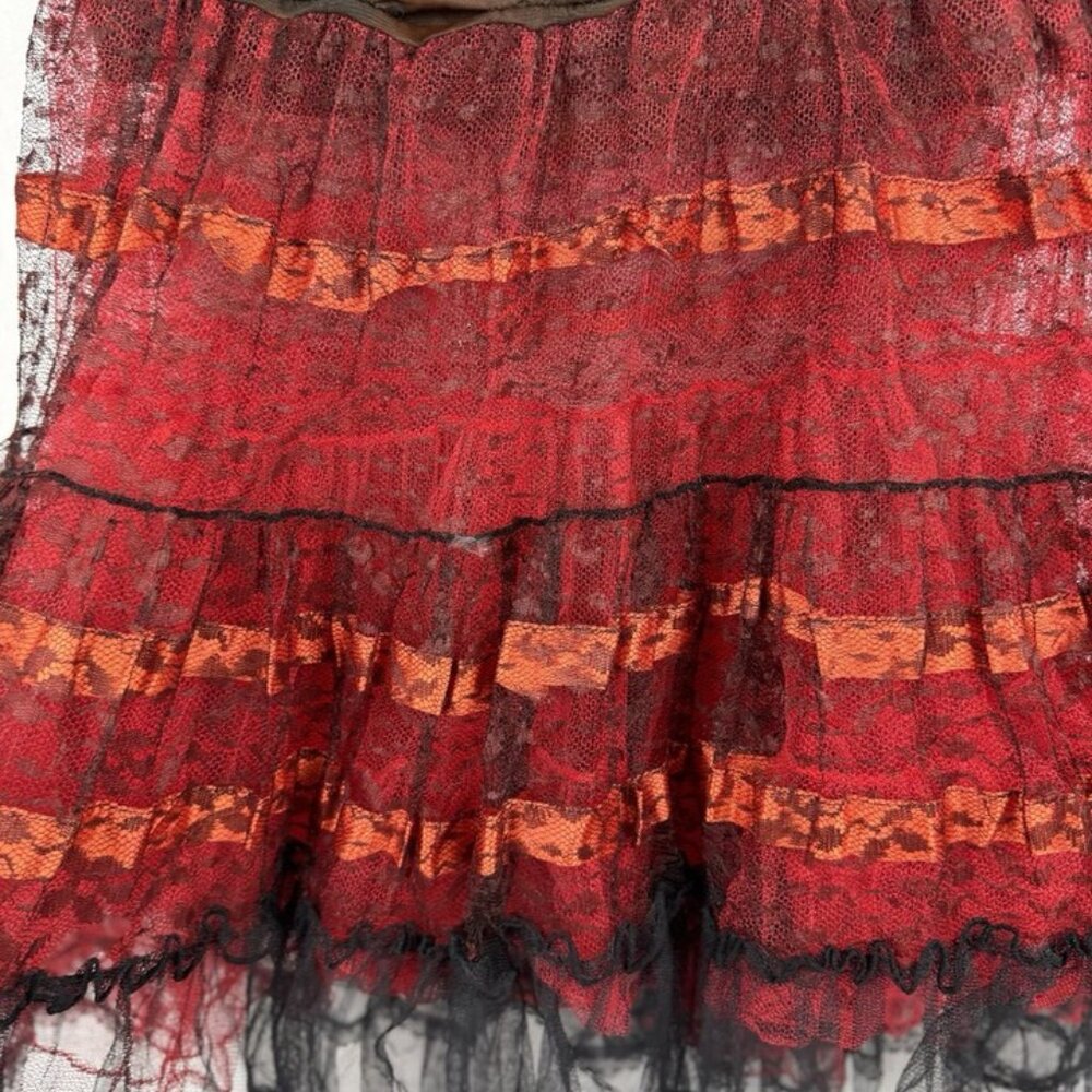 Vintage~Moulin Rouge Crinoline Square Dance~2 Red/Black Rockabilly Petticoats - Picture 5 of 9